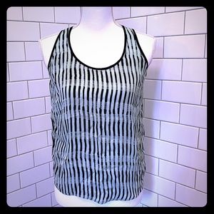 A.L.C. Mint and Black Pattern Silk Tank Top XS